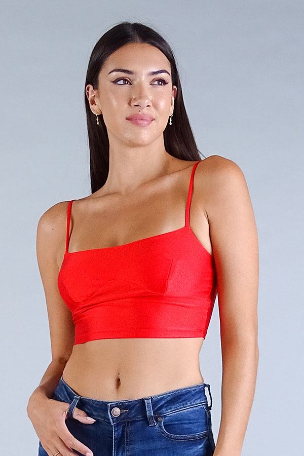 Spaghetti Strap Crop Top - Tangerine