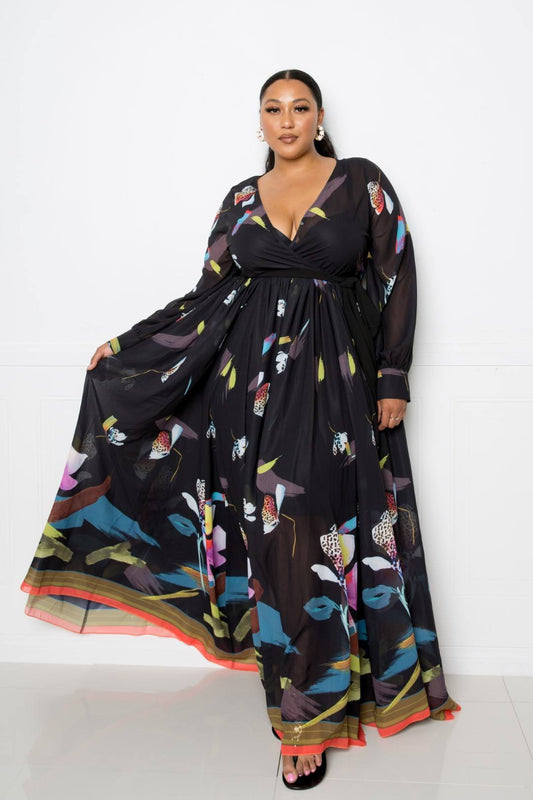 Floral Long Sleeve Maxi Dress