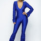 Shoulder Padded Ruched Stacked Jumpsuit