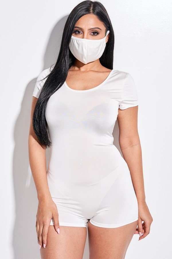 Short Sleeve Romper & Face Mask 2 Piece Set