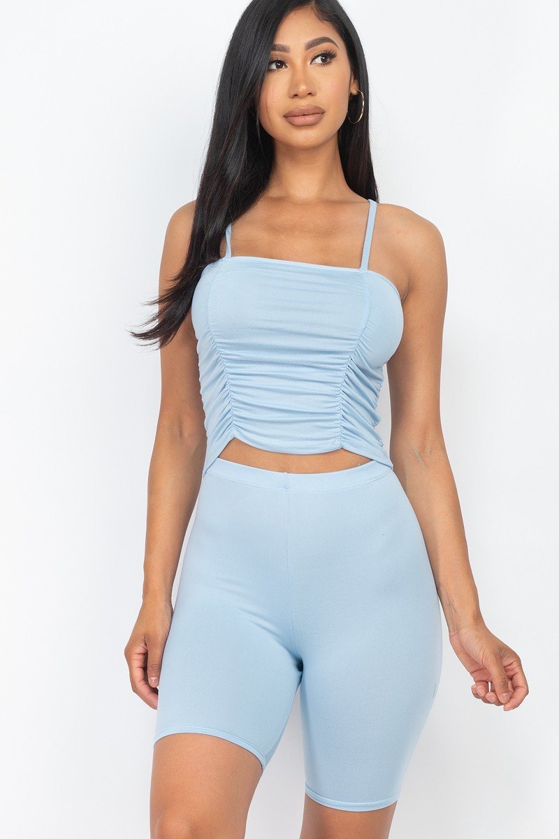 Ruched Cami Top & Biker Shorts Set