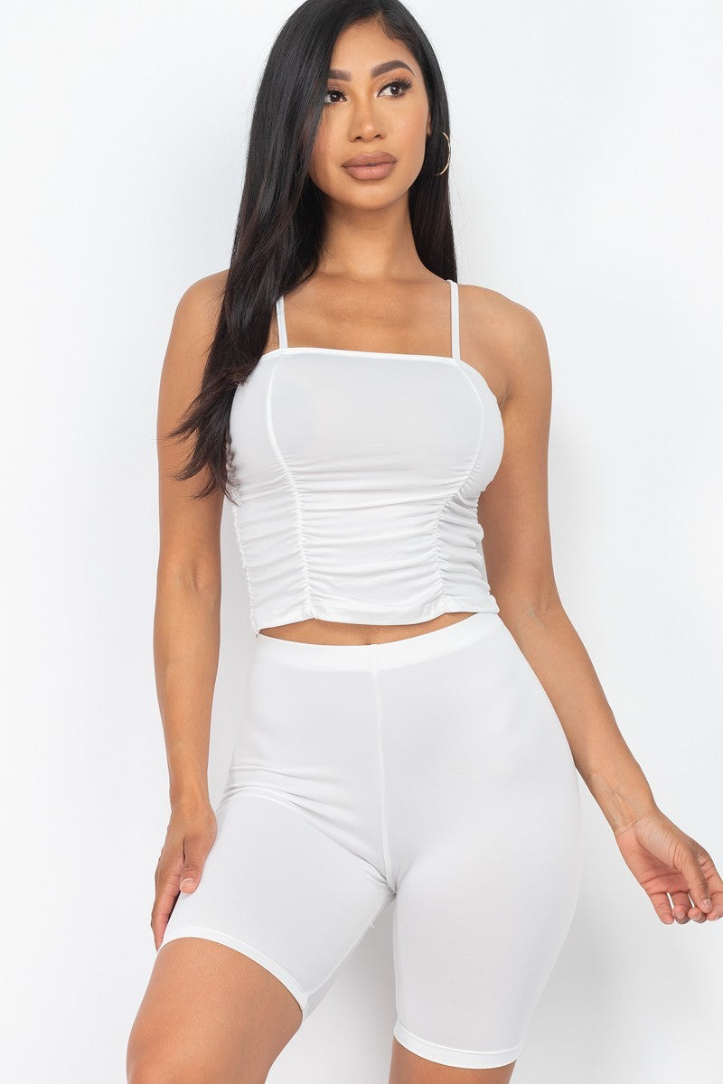 Ruched Cami Top & Biker Shorts Set