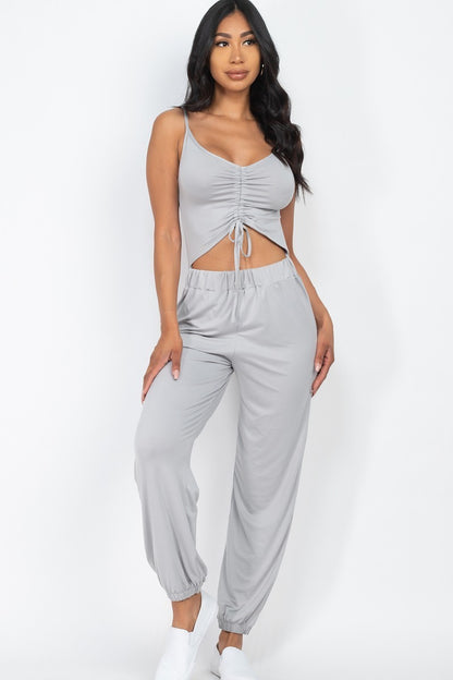 Ruched Cami Top & Jogger Pants Set