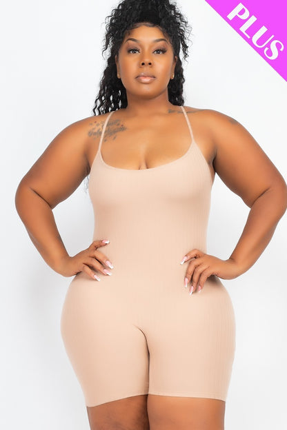 Curve Ribbed Bodycon Romper