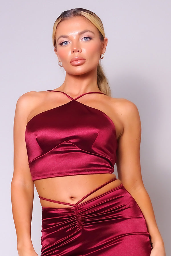 Satin Halter Crop Top