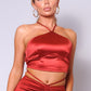 Satin Halter Crop Top