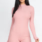Ribbed Long Sleeve Knit Romper