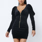 Velvet Puff Sleeve Mini Dress