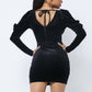 Velvet Puff Sleeve Mini Dress
