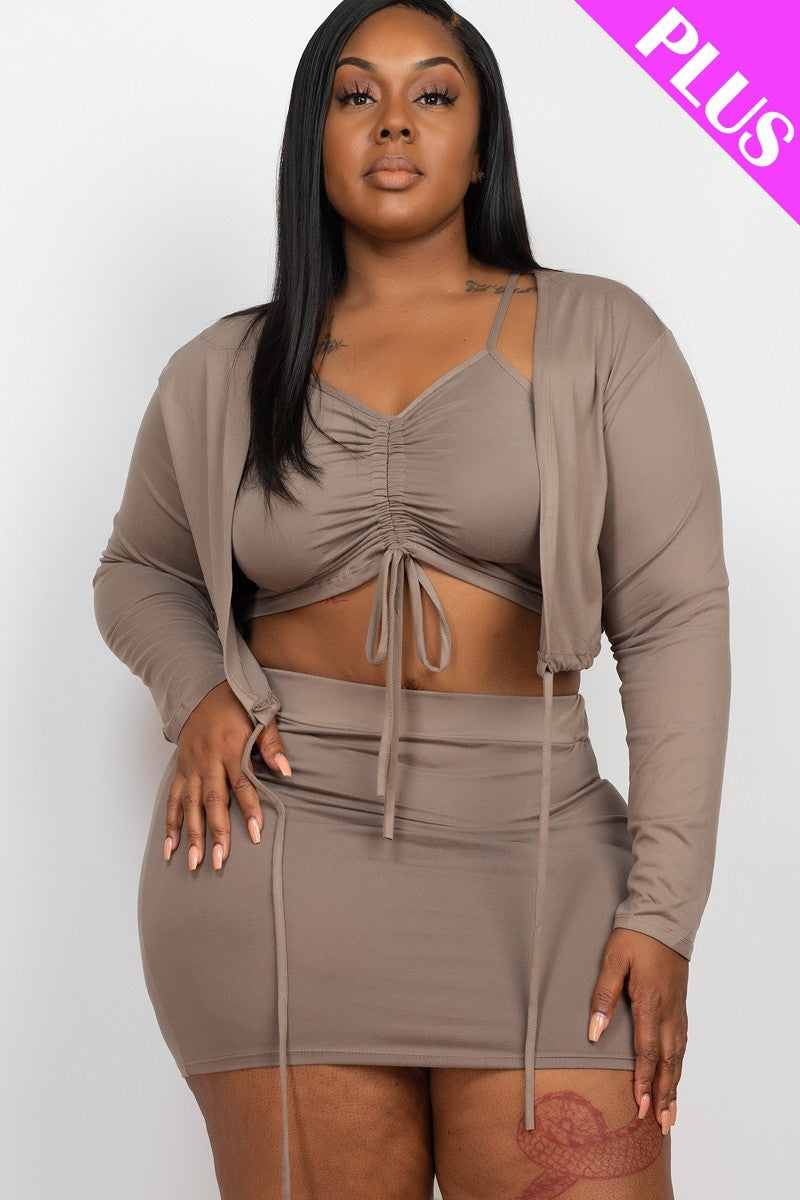 Curve Cami Top & Skirt Set with Cardigan