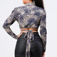 Animal Print Cropped Wrap Top