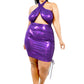Curve Metallic Cross Wrap Halter Mini Dress