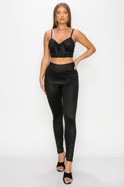 Embossed Snakeskin Top and Leggings Set