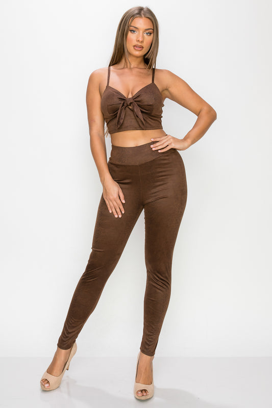 Embossed Snakeskin Top and Leggings Set