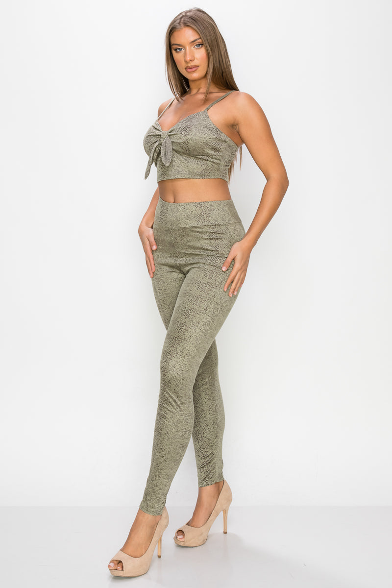 Embossed Snakeskin Top and Leggings Set