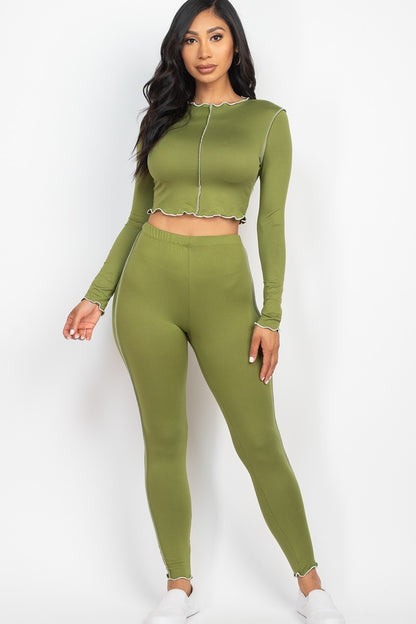 Ruffle Edge Crop Top & Leggings Set