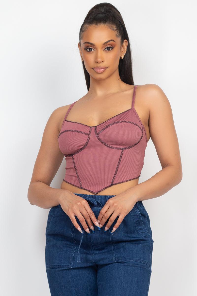 Bustier Ribbed Top - Dark Mauve