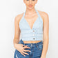 Denim Halter Crop Top