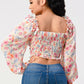 Floral Sweetheart Smocked Crop Top