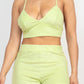 Terry Towel Bralette Top & Mini Shorts Set - Lime
