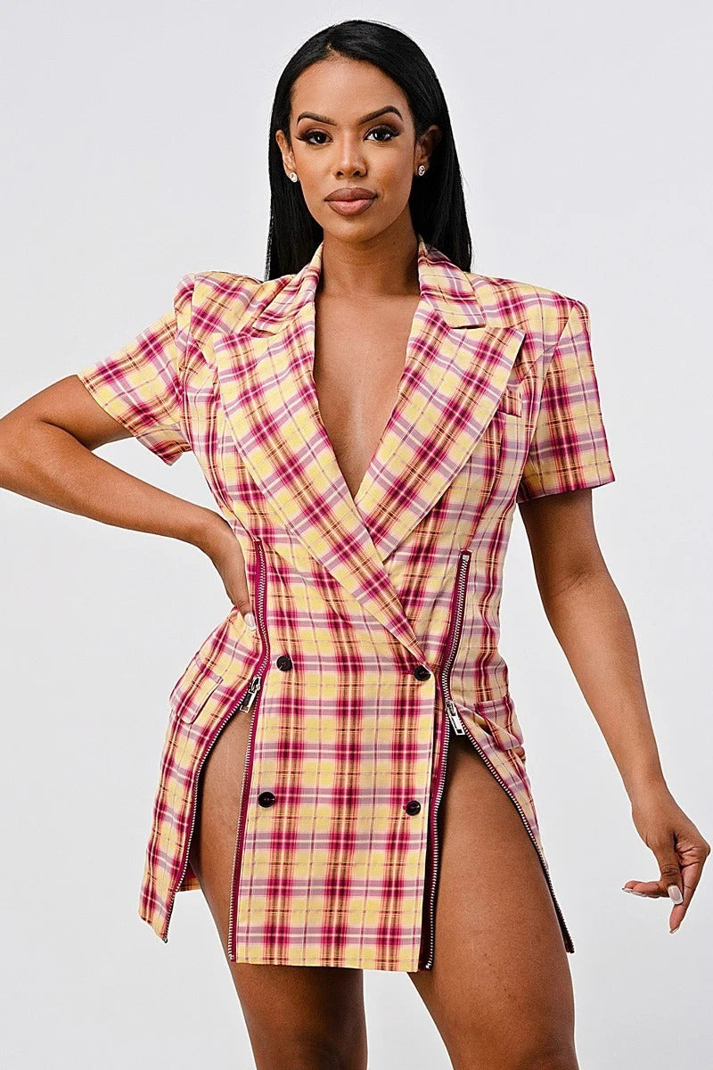 Plaid Blazer Mini Dress