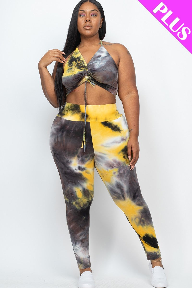 Curve Ruched Crop Top and Leggings Set