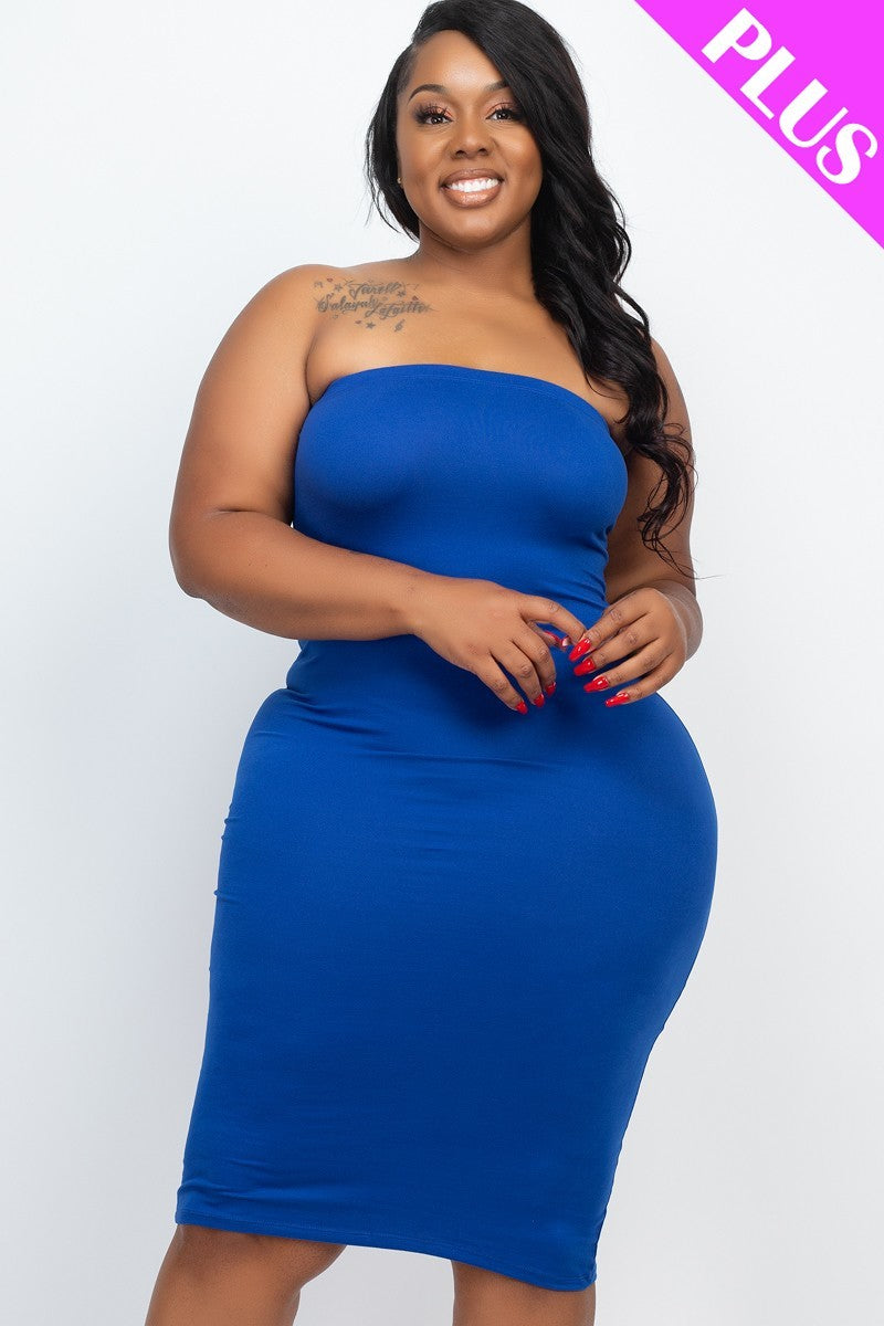 Tube Top Bodycon Dress - Blue