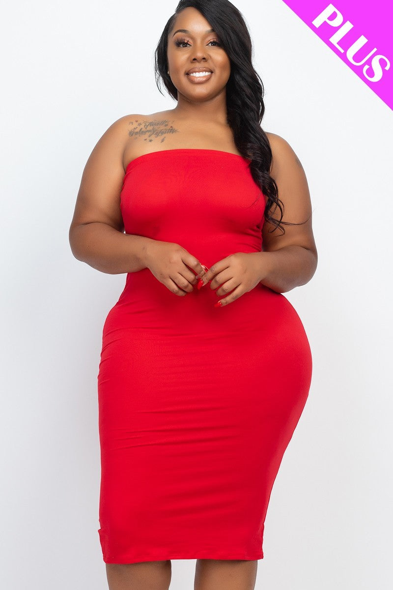 Tube Top Bodycon Dress - Red