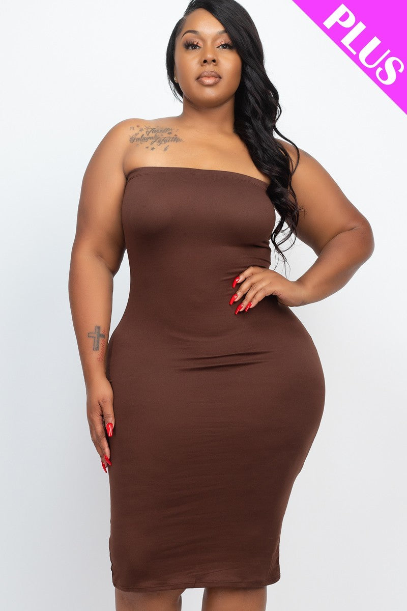 Tube Top Bodycon Dress - Brown