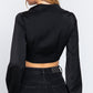 Twisted Long Sleeve Crop Top - Black