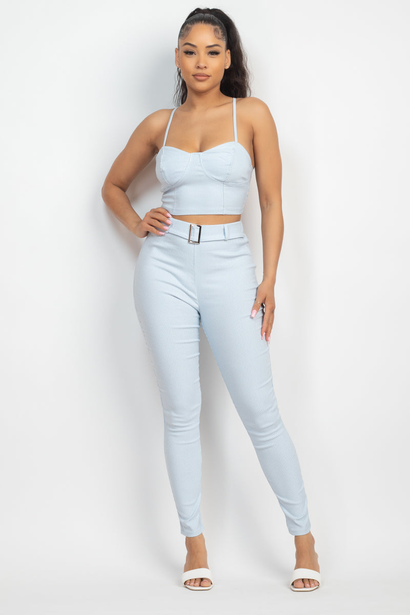 Cami Crop Top & Belted Pants Set