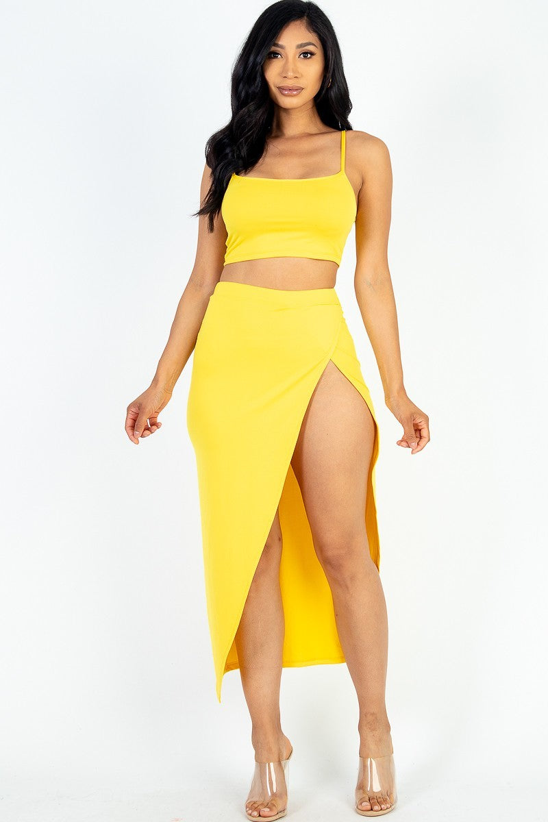 Crop Cami & Split Thigh Skirt Set