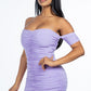 Off Shoulder Ruched Mini Dress