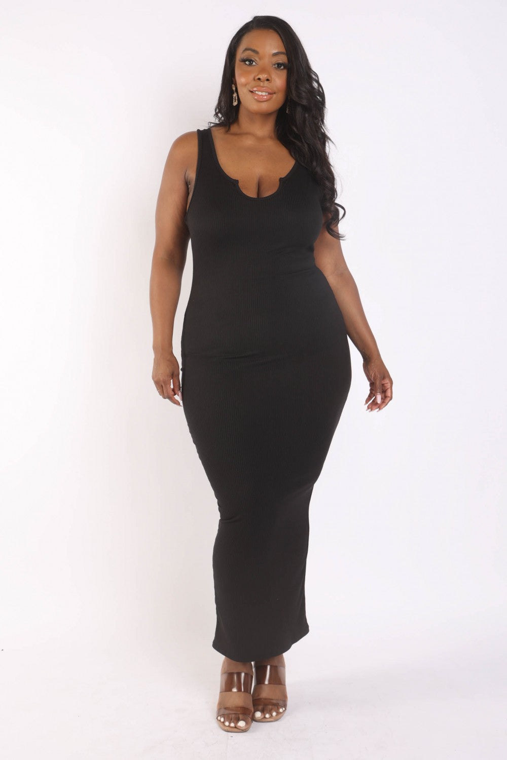 Curve Ribbed Tank Maxi Dress