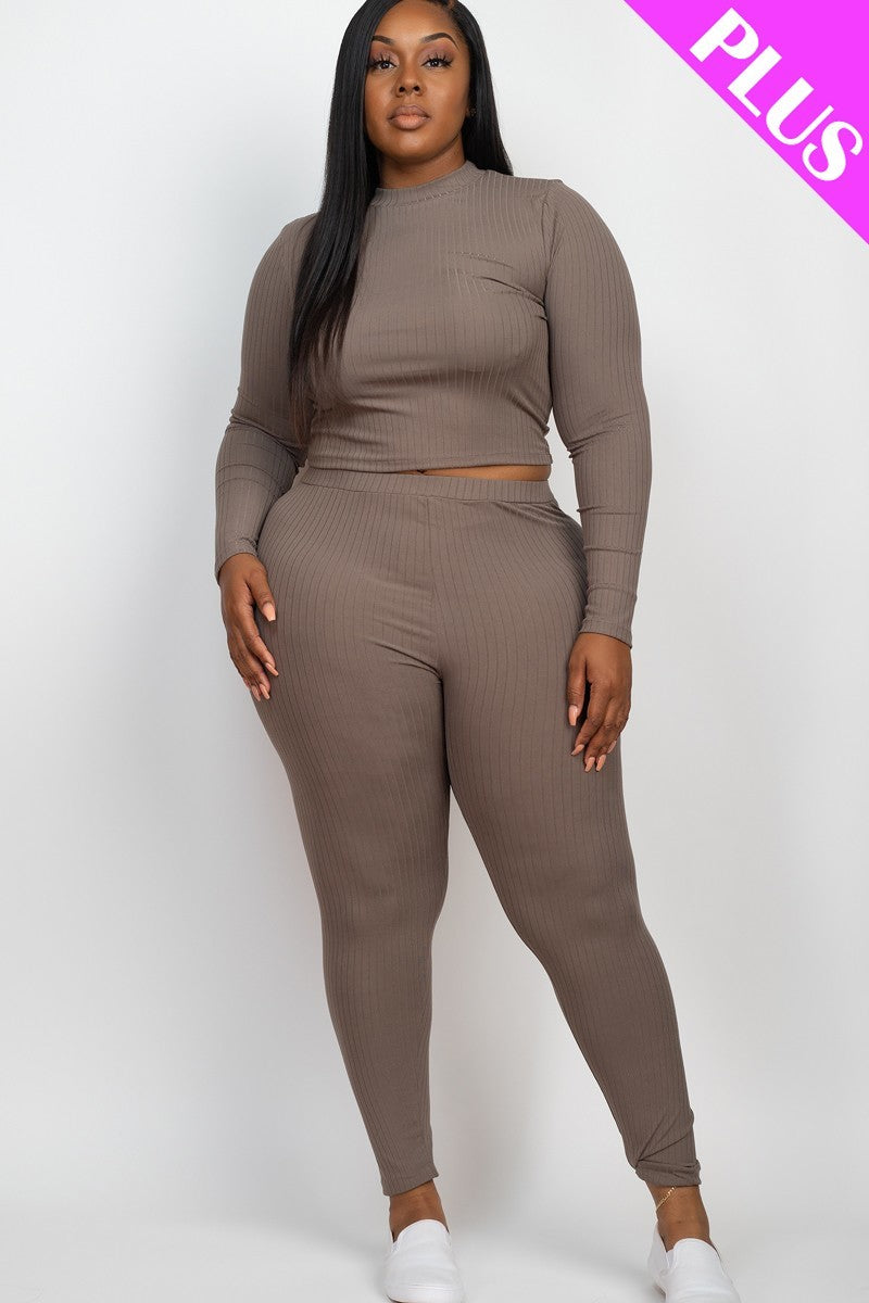 Mock Neck Long Sleeve Top & Leggings Set