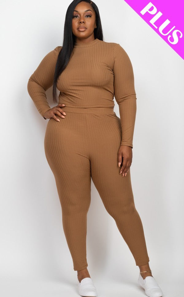 Mock Neck Long Sleeve Top & Leggings Set