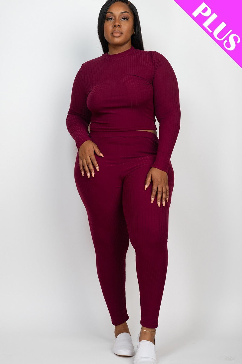 Mock Neck Long Sleeve Top & Leggings Set