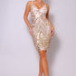 Sequin Plunge Mini Dress