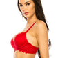 Coverage Lace Trim Bra - Red