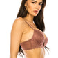 Coverage Lace Trim Bra - Brown