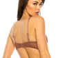 Coverage Lace Trim Bra - Brown