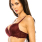 Coverage Lace Trim Bra - Wine