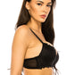 Coverage Lace Trim Bra - Black