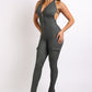 Cargo Pocket Halter Jumpsuit - Hunter