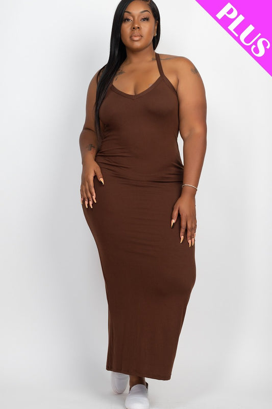 Racer Back Maxi Dress - Brown