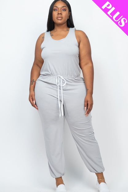 Drawstring Jogger Jumpsuit - Grey