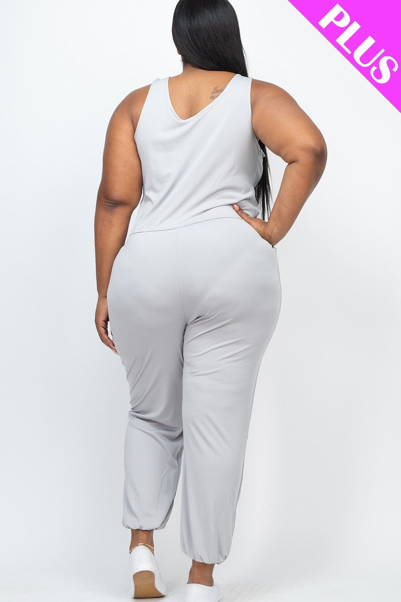 Drawstring Jogger Jumpsuit - Grey