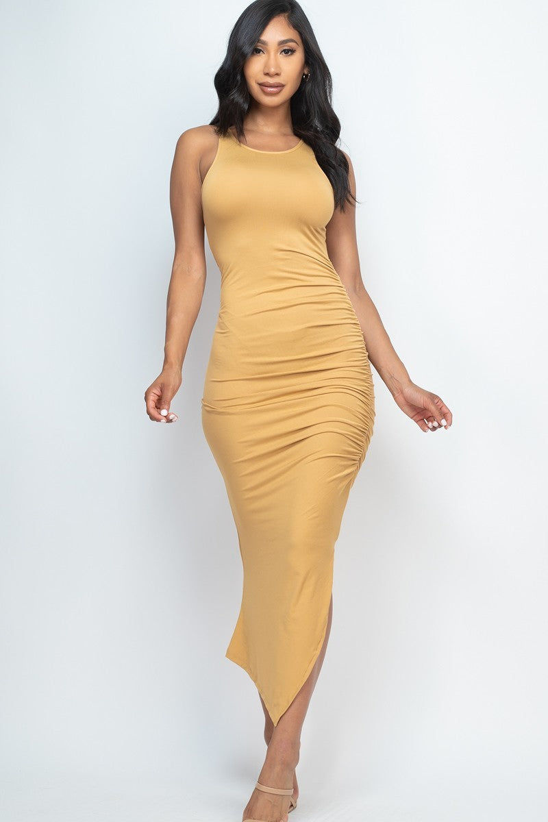 Ruched Side Split Maxi Dress