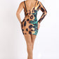 Color Block Animal Printed Mini Dress