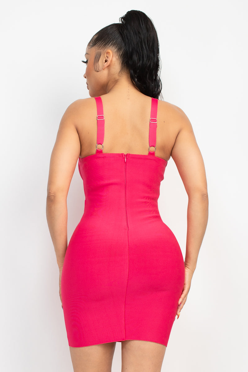 Sweetheart Bandage Dress - Hot Pink